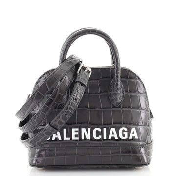 Balenciaga Logo Ville Bag Crocodile Embossed Leather XXS