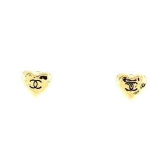 Chanel CC Heart Stud Earrings Metal