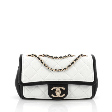 Chanel Graphic Flap Bag Quilted Calfskin Small White