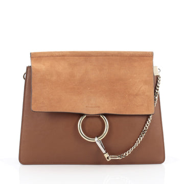 Chloe Faye Shoulder Bag Leather and Suede Medium Brown