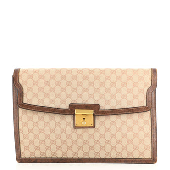 Gucci Vintage Flap Lock Portfolio GG Canvas with Leather Large