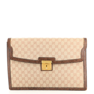 Gucci Vintage Flap Lock Portfolio GG Canvas with Leather Large