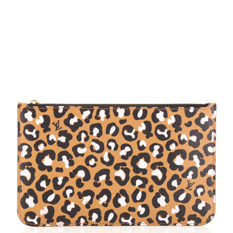 Louis Vuitton Neverfull Pochette Wild at Heart Leopard Print Coated Canvas Large