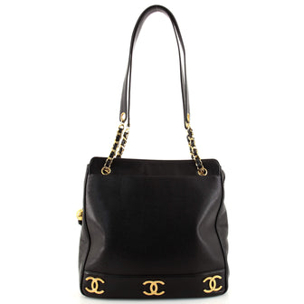 Chanel Vintage Metal CC Shoulder Bag Caviar Medium