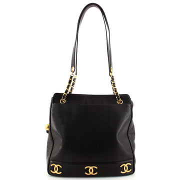 Chanel Vintage Metal CC Shoulder Bag Caviar Medium