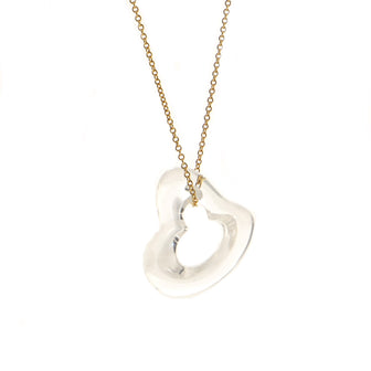 Tiffany & Co. Elsa Peretti Open Heart Pendant Necklace 18K Yellow Gold with Rock Crystal