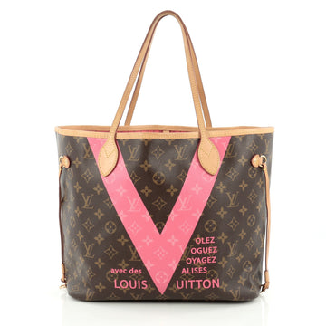 Louis Vuitton Neverfull Tote Limited Edition V Monogram Canvas MM Brown