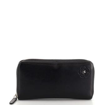 Chanel Zip Around Wallet Camellia Leather Long