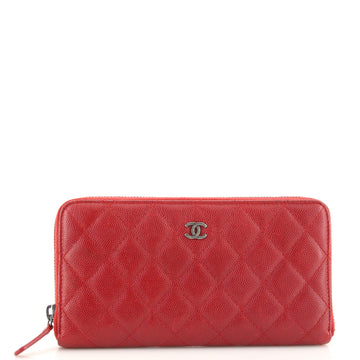 Chanel Zip Around Wallet Quilted Caviar Long