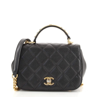 Chanel Carry Around Flap Bag Quilted Caviar Mini