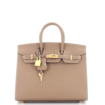 Hermes Birkin Sellier Bag Grey Epsom with Gold Hardware 25