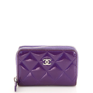 Chanel CC Zip Coin Purse Quilted Patent Small