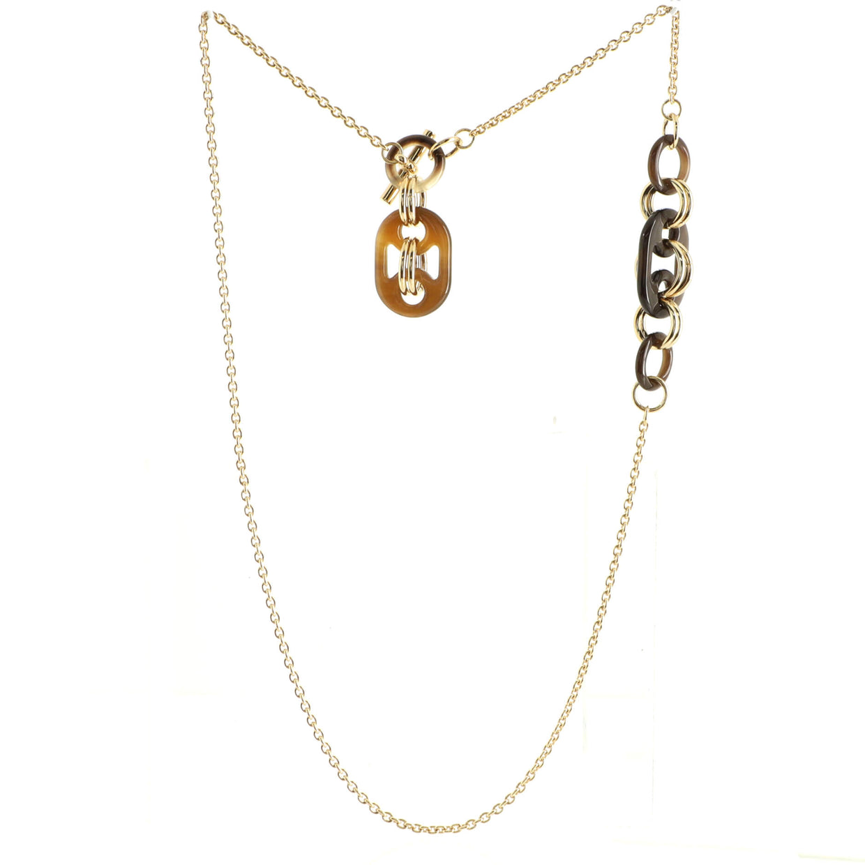Hermes Eurydice Pendant Necklace Metal and Buffalo Horn Gold 1660825
