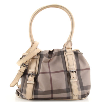 Burberry Northfield Convertible Tote Smoked Check Coated Canvas Large