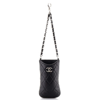 Chanel CC Phone Pouch with Chain Quilted Lambskin