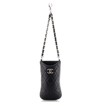 Chanel CC Phone Pouch with Chain Quilted Lambskin