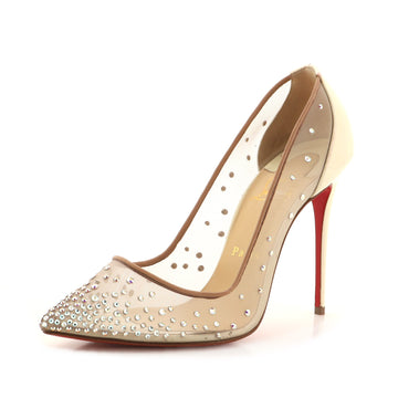 Christian Louboutin Women's Follies Strass Pumps Crystal Embellished Mesh