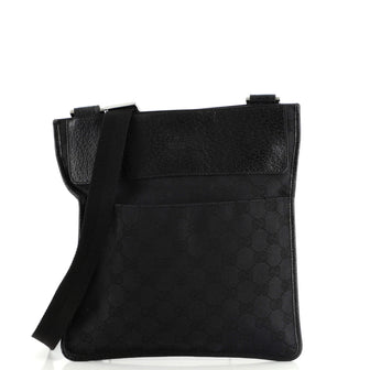 Gucci Vintage Flat Messenger Bag GG Canvas and Leather Small