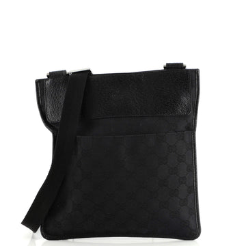 Gucci Vintage Flat Messenger Bag GG Canvas and Leather Small