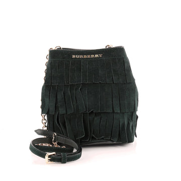 Burberry Tiered Fringe Bucket Bag Suede Baby