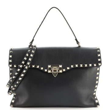 Valentino Rockstud Convertible Top Handle Bag Leather Medium