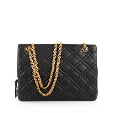 Chanel Vintage Bijoux Chain Zip Tote Quilted Leather Medium Black