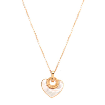 Bvlgari Cuore Heart Chain Bracelet 18K Rose Gold with Mother of Pearl and Diamonds