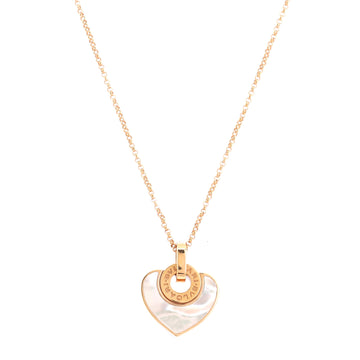 Bvlgari Cuore Heart Chain Bracelet 18K Rose Gold with Mother of Pearl and Diamonds