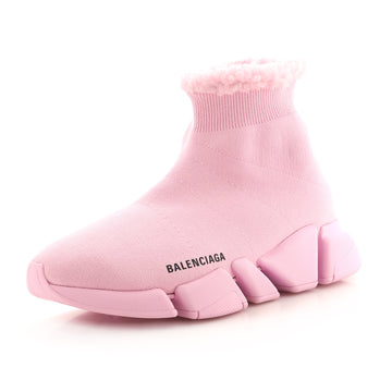 Balenciaga Women's Speed 2.0 Sneakers Recycled Knit and Faux Fur