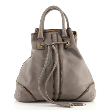Bottega Veneta Drawstring Zipped Tote Leather with Intrecciato Detail Large