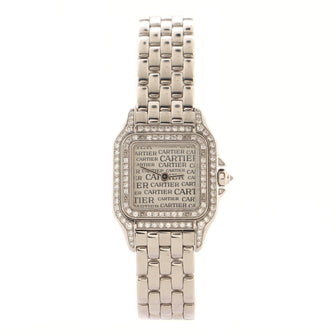 Cartier Vintage Panthere de Cartier Quartz Watch White Gold with Diamond Bezel and Case and Logo Dial 22
