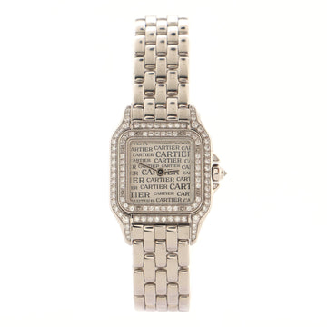 Cartier Vintage Panthere de Cartier Quartz Watch White Gold with Diamond Bezel and Case and Logo Dial 22