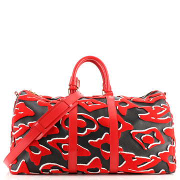 Louis Vuitton Keepall Bandouliere Bag Limited Edition Urs Fischer Tufted Monogram Canvas 45
