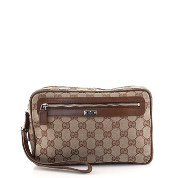 Gucci Wristlet Clutch GG Coated Canvas
