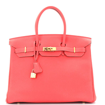 Hermes Birkin Handbag Red Togo with Gold Hardware 35