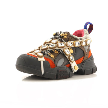 Gucci Women's Flashtrek Sneakers Mesh with Canvas, Leather and Crystals