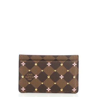 Louis Vuitton Card Holder Flower Printed Studded Damier