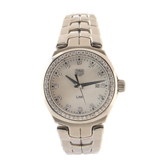 Tag Heuer Link Quartz Watch Stainless Steel with Diamond Bezel and Markers and Mother of Pearl 32