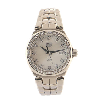 Tag Heuer Link Quartz Watch Stainless Steel with Diamond Bezel and Markers and Mother of Pearl 32