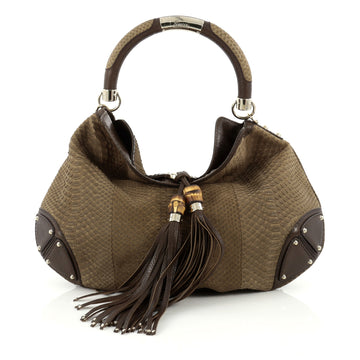 Gucci Indy Hobo Python Large Brown