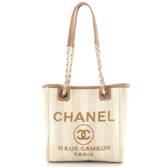 Chanel Deauville Tote Striped Raffia Small