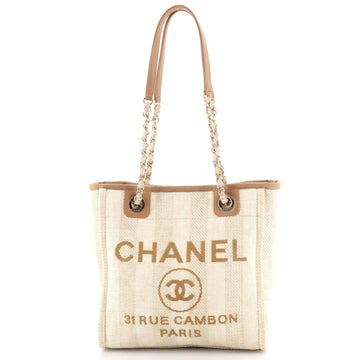 Chanel Deauville Tote Striped Raffia Small