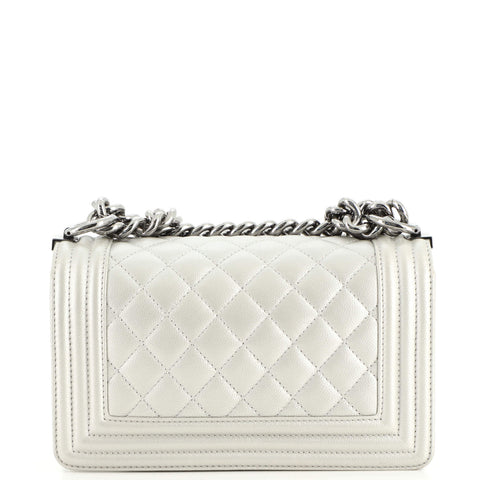Chanel Boy Flap Bag Quilted Caviar Small Silver 1663971