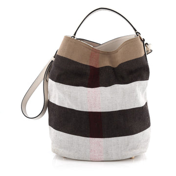 Burberry Ashby Handbag Mega Check Canvas Medium White