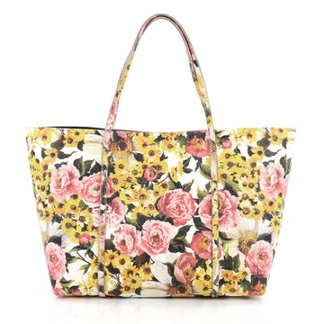 Dolce & Gabbana Miss Escape Open Tote Printed Saffiano Leather Yellow