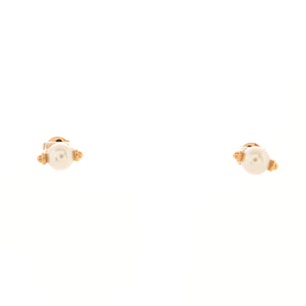 Hermes Chandra Stud Earrings 18K Rose Gold and Akoya Pearls Small