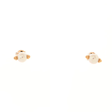 Hermes Chandra Stud Earrings 18K Rose Gold and Akoya Pearls Small