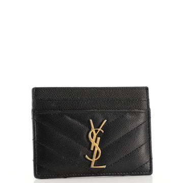 Saint Laurent Classic Monogram Card Holder Matelasse Chevron Leather