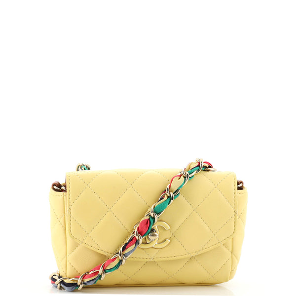 Chanel Ribbon Chain Flap Bag Quilted #254997C37B Chanel Large Navy Quilted Tweed and Ribbon 19 Flap main image 4