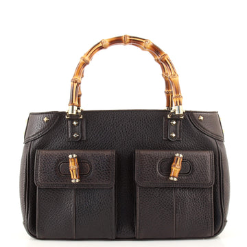 Gucci Vintage Bamboo Double Pocket Tote Leather Medium
